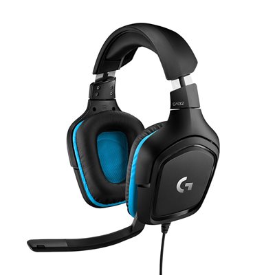 Logitech G432, langalliset pelikuulokkeet mikrofonilla, musta/sininen