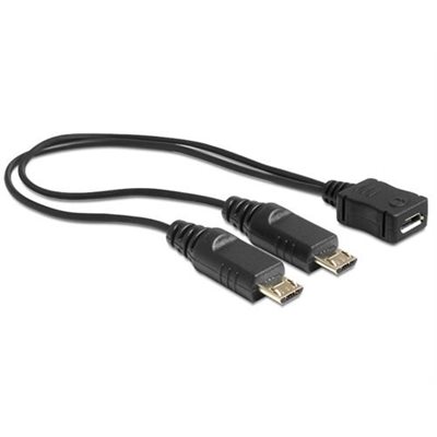 DeLock USB-Micro-B naaras -> 2x USB-Micro-B uros, 20cm, musta