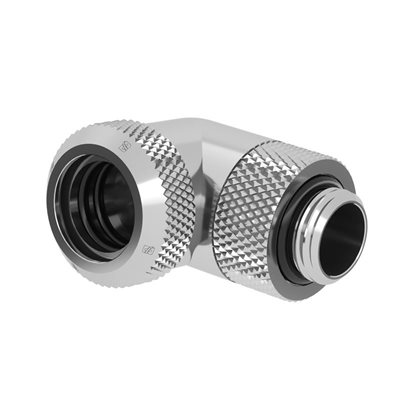 Barrow Multi-Link Adapter, 90°, G1/4" -> 14mm kova putki, kierrettävä, hopea