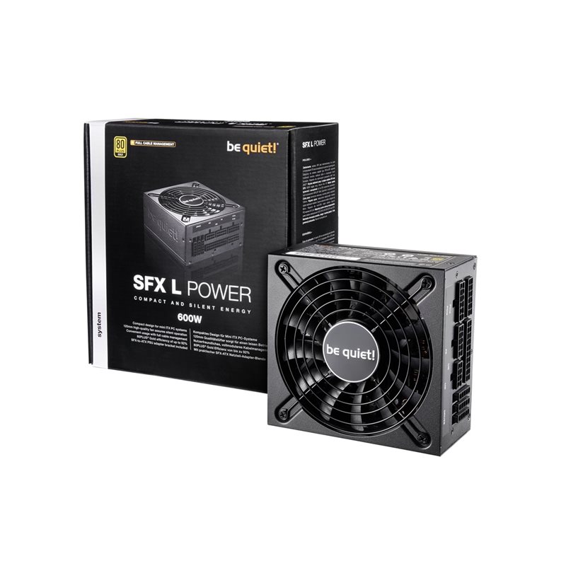 be quiet! (Outlet) 600W SFX L Power, modulaarinen SFX-virtalähde, 80 Plus Gold, musta