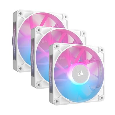 Corsair iCUE LINK RX120 RGB 120mm PWM Fan Triple Starter Kit - White, valkoinen
