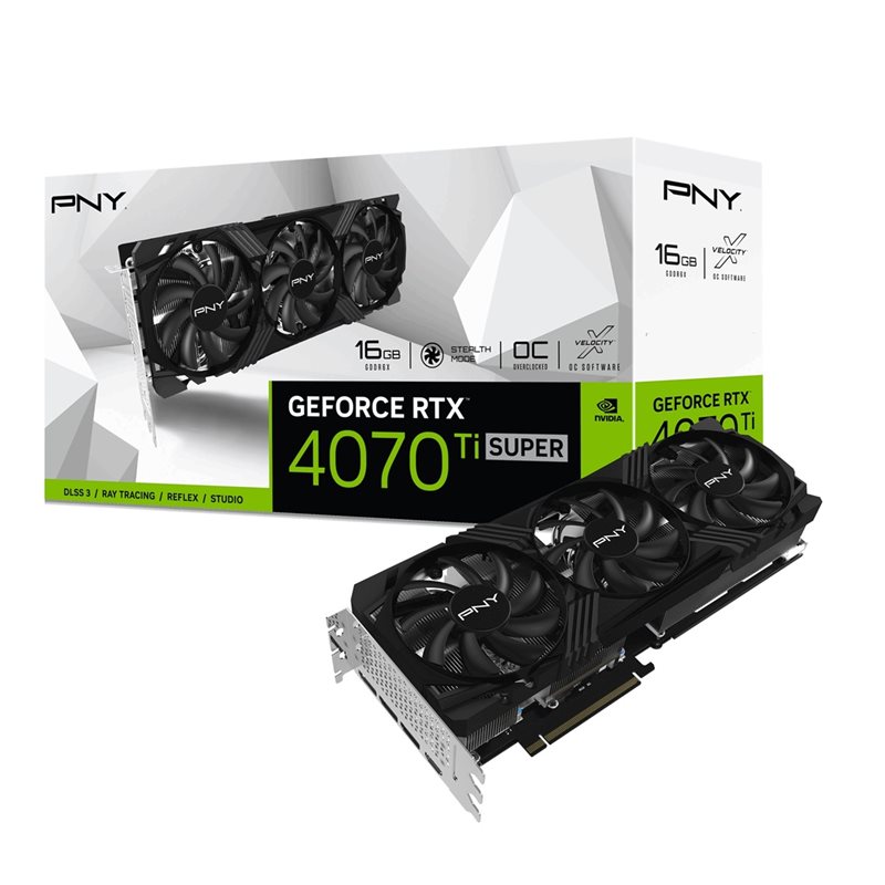 PNY GeForce RTX 4070 Ti SUPER VERTO - OC Triple Fan -näytönohjain, 16GB GDDR6X