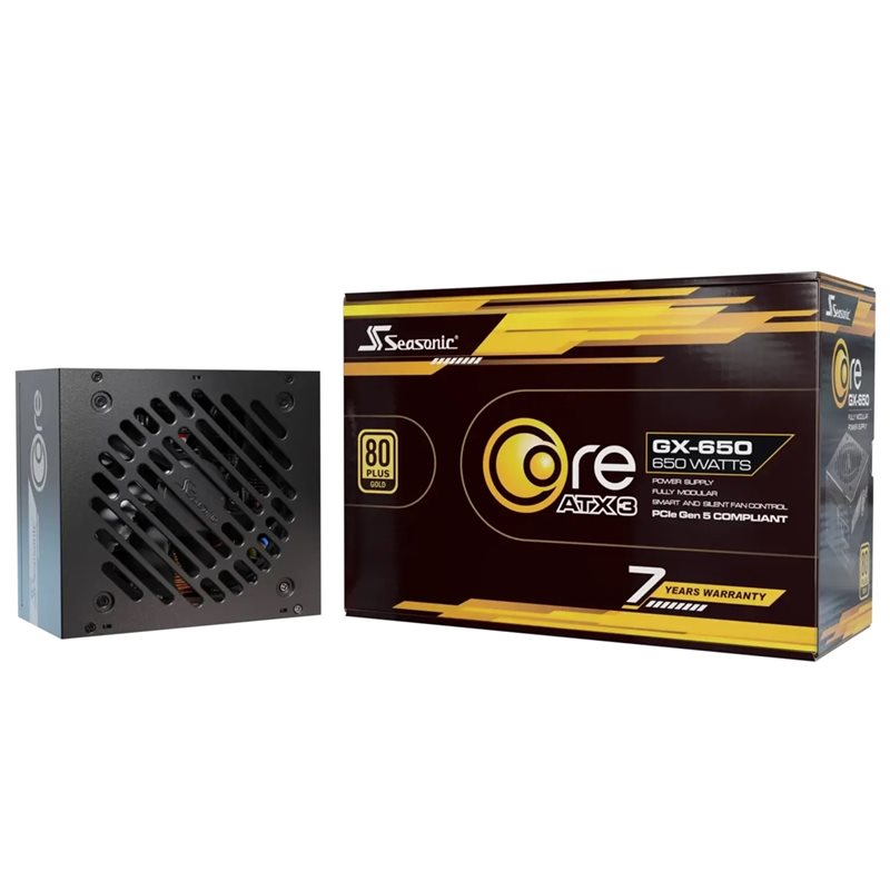 Seasonic 650W CORE GX-650 ATX 3 (2024), ATX-virtalähde, 80 Plus Gold, musta