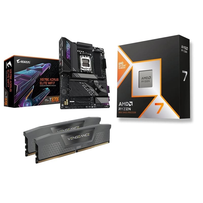 Gigabyte X870E AORUS ELITE WIFI7 + Ryzen 7 9800X3D + 32GB DDR5 6400MHz (Bundletarjous!)