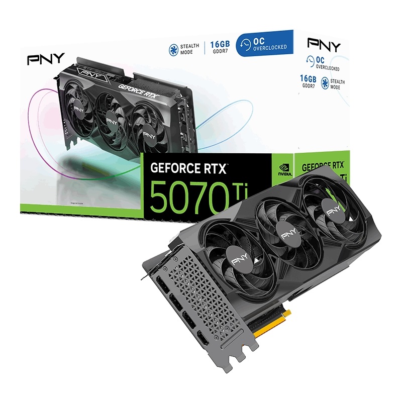 PNY GeForce RTX 5070 Ti OC Triple Fan -näytönohjain, 16GB GDDR7