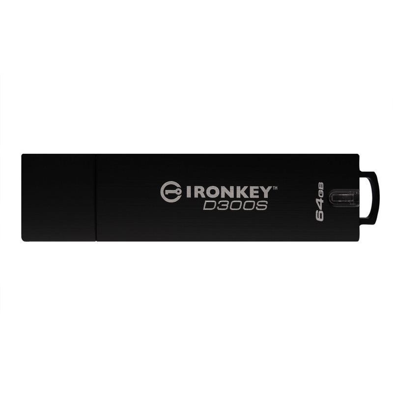 Kingston 64GB IronKey D300 Serialised, USB 3.1 -muistitikku, 250/85 MB/s, musta