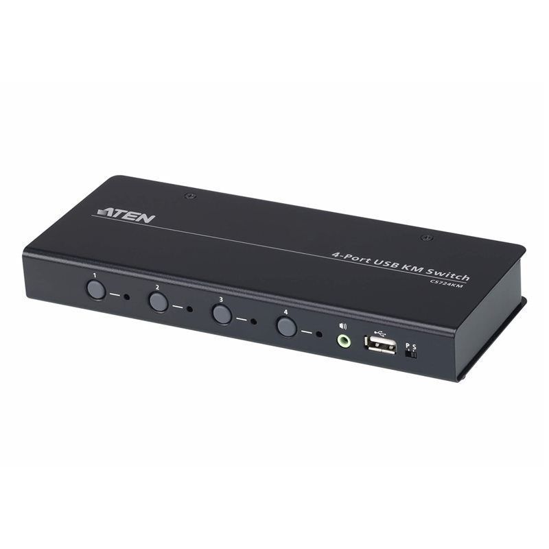 Aten KV-kytkin, 4-porttinen USB/Audio, musta
