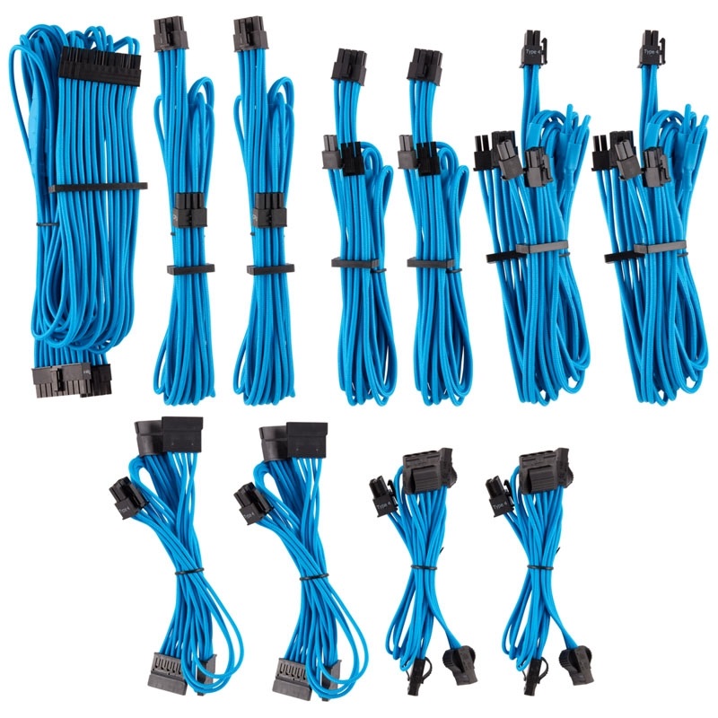 Corsair Premium Individually Sleeved PSU Cables Pro Kit -kaapelisarja, sininen/musta