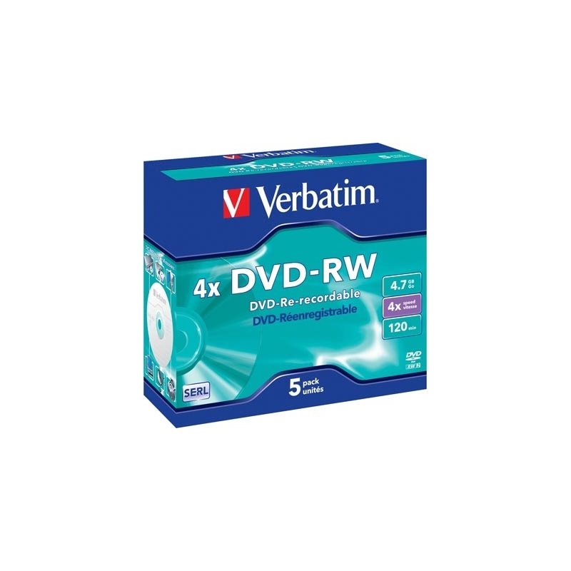 Verbatim DVD-RW, 4x, 4,7 GB/120 min, 5-pakkaus jewel case, SERL