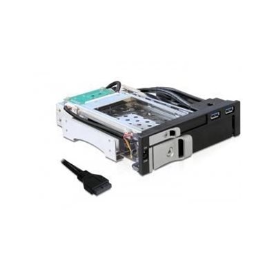 DeLock Sisäinen tallennuskotelo 1x3,5" ja 1x2,5" SATA, 2xUSB 3.0, 1x5,25"