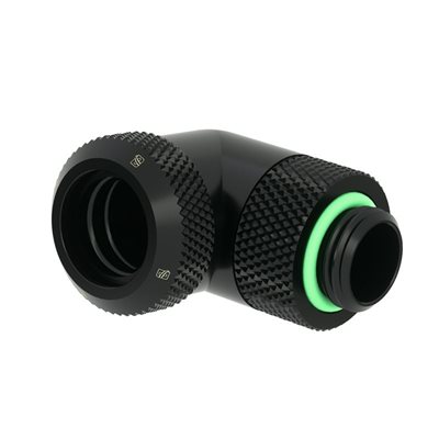Barrow Multi-Link Adapter, 90°, G1/4" -> 14mm kova putki, kierrettävä, musta