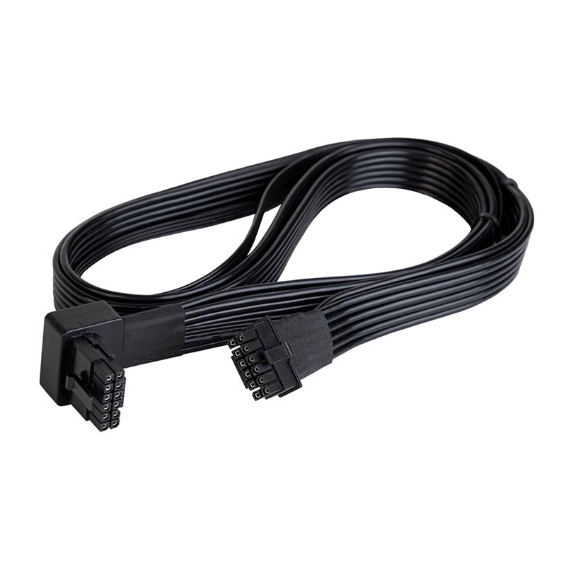 SilverStone PP14-90, 12+4 pin (PSU) -> 12+4 pin (GPU) 90° 12VHPWR PCIe Gen5 -kaapeli, 650mm, musta - Kuva 2