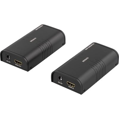 Deltaco HDMI-vahvistin Ethernet-kaapelin välityksellä, 1080p jopa 120m, musta