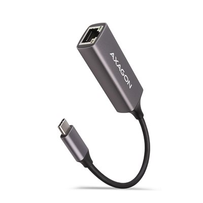 AXAGON Gigabit Ethernet -verkkoadapteri, 3.2 Gen1 USB-C, 15cm, titaaninharmaa