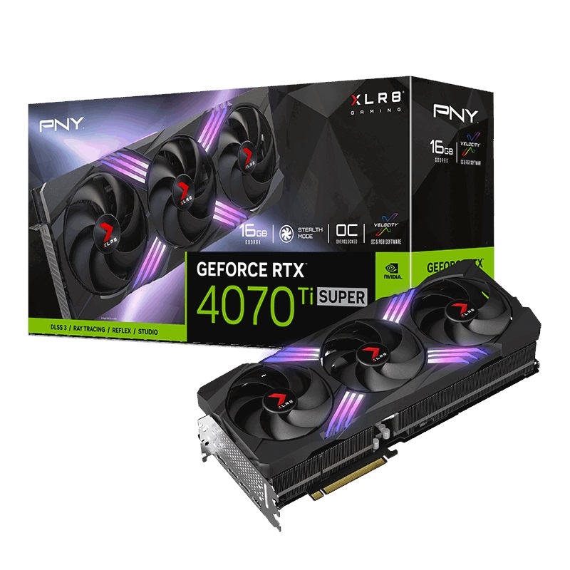 PNY GeForce RTX 4070 Ti SUPER XLR8 Gaming VERTO EPIC-X RGB - OC Triple Fan -näytönohjain, 16GB GDDR6X