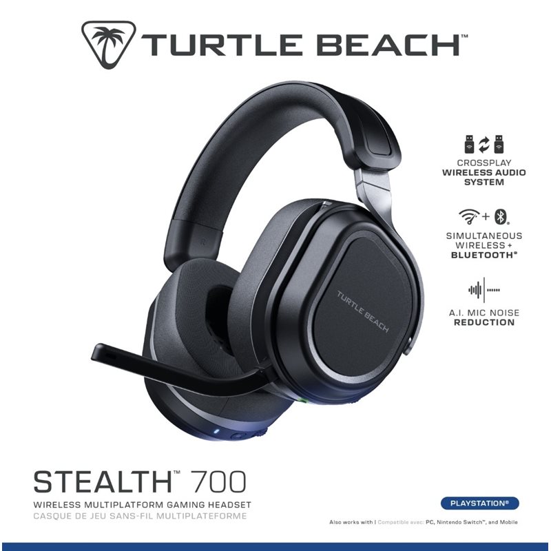 Turtle Beach Stealth 700 Gen 3, langattomat pelikuulokkeet mikrofonilla, PlayStation, musta