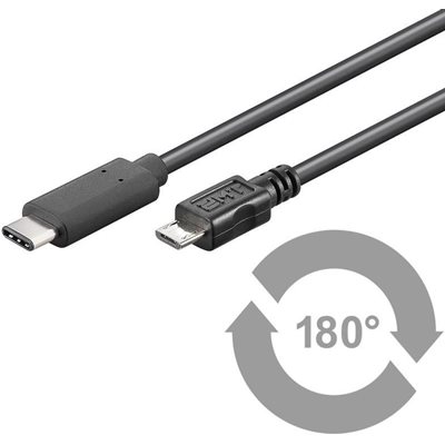 MicroConnect 2.0 USB-C - Micro-USB -kaapeli, 1m, musta