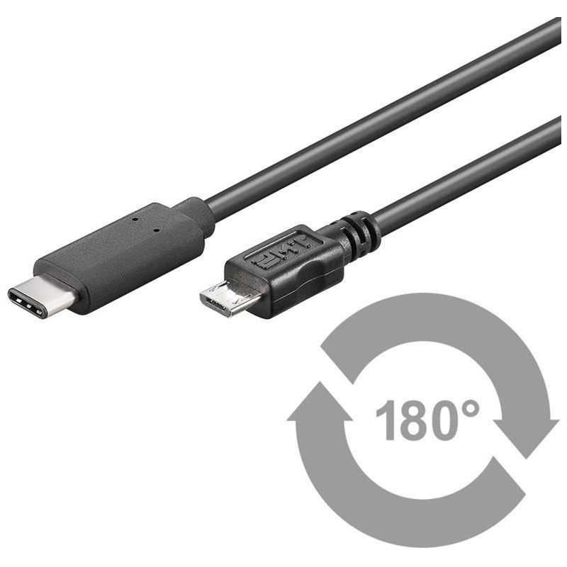 MicroConnect 2.0 USB-C - Micro-USB -kaapeli, 1m, musta