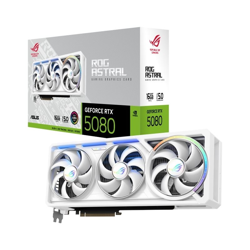 Asus GeForce RTX 5080 ROG Astral - White Edition -näytönohjain, 16GB GDDR7