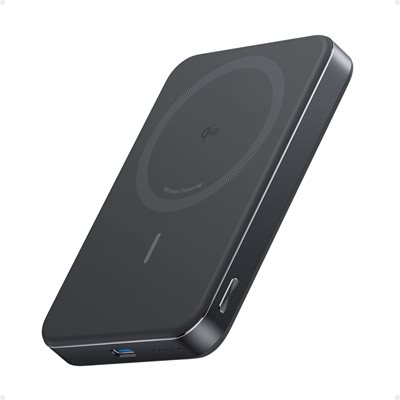 Anker 10000 mAh MagGo Power Bank, varavirtalähde, Qi2, USB-C, musta