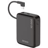 Deltaco 10000 mAh varavirtalähde, kiinteä USB-C-kaapeli + USB-C PD 20W, musta