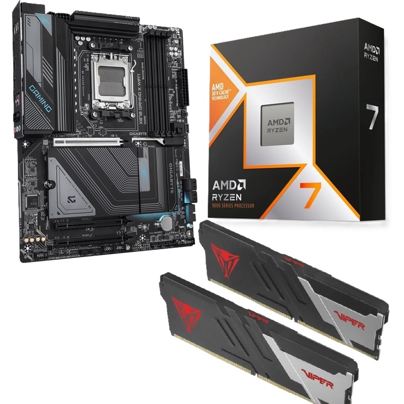 Gigabyte X870 GAMING X WIFI7 + 9800X3D + 32GB DDR5 6000MHz -tuotepaketti
