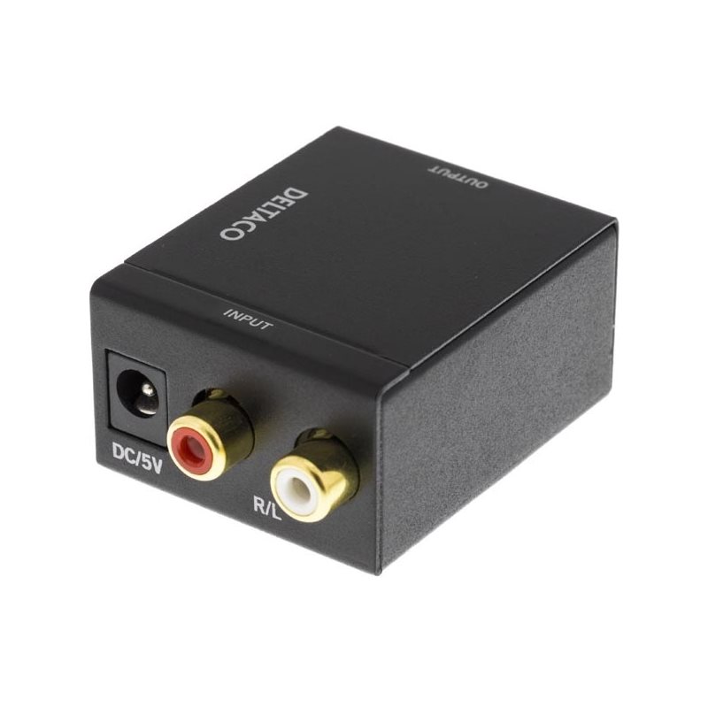 Deltaco Audiomuunnin analoginen - digitaalinen, 2xRCA, S/PDIF, musta