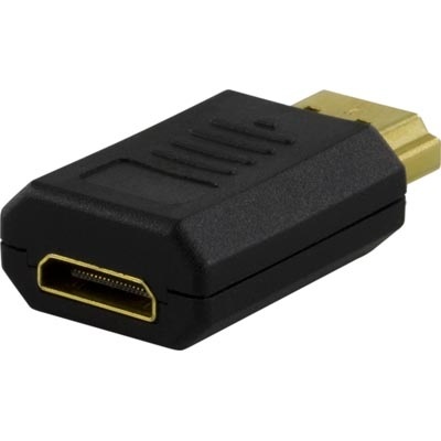 Deltaco HDMI-adapteri, mini HDMI naaras > HDMI uros, 19-pin, kullattu