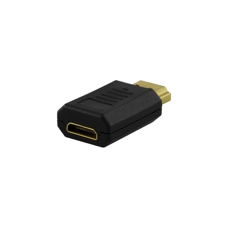 Deltaco HDMI-adapteri, mini HDMI naaras > HDMI uros, 19-pin, kullattu