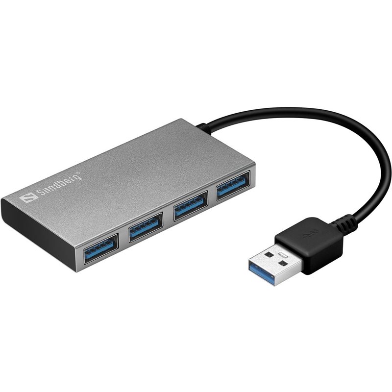 Sandberg USB 3.0 Hub 4 ports SAVER, 4-porttinen USB-hubi, hopea/valkoinen