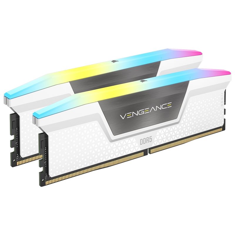 Corsair 64GB (2 x 32GB) Vengeance RGB, DDR5 6000MHz, CL30, 1.40V, valkoinen/harmaa