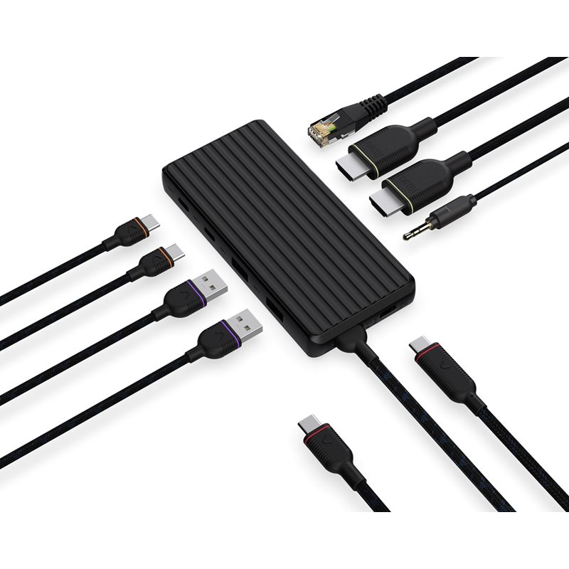 Unisynk 3.2 Gen1 USB-C 9-in-1 -telakka, musta - Kuva 2