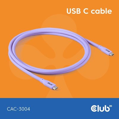 Club 3D USB4-C -kaapeli, PD3.1 240W, 2m, violetti