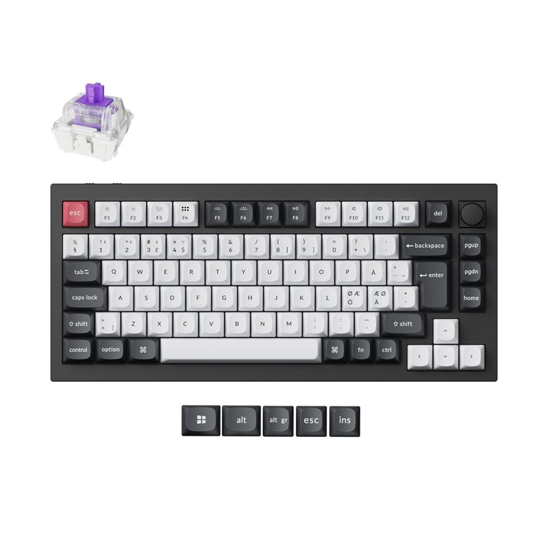 Keychron Q1 HE - Fully Assembled Knob, langaton mekaaninen näppäimistö, 75%, Carbon Black