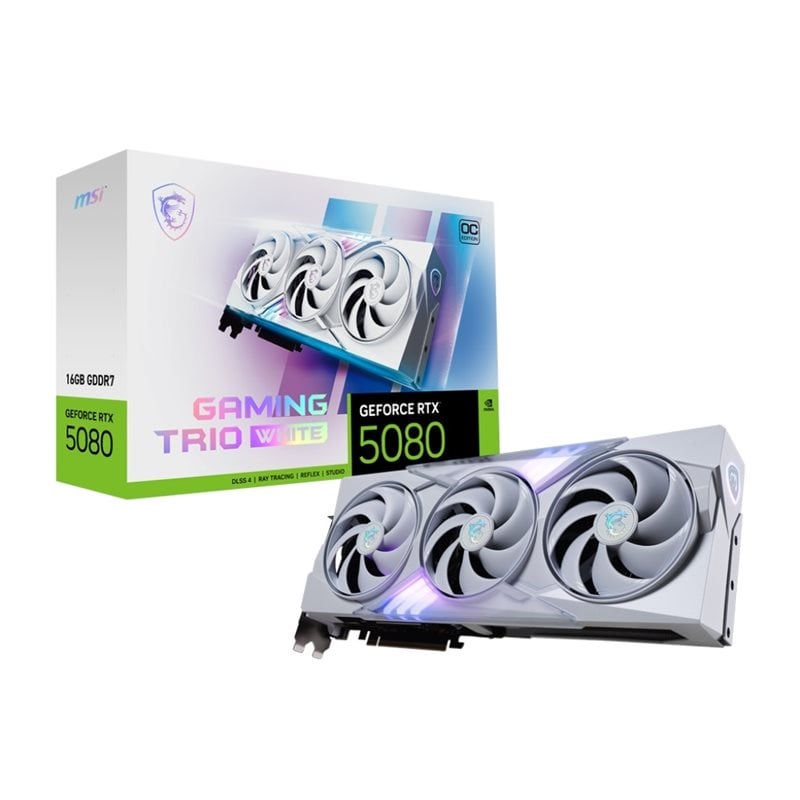 MSI GeForce RTX 5080 GAMING TRIO OC WHITE -näytönohjain, 16GB GDDR7