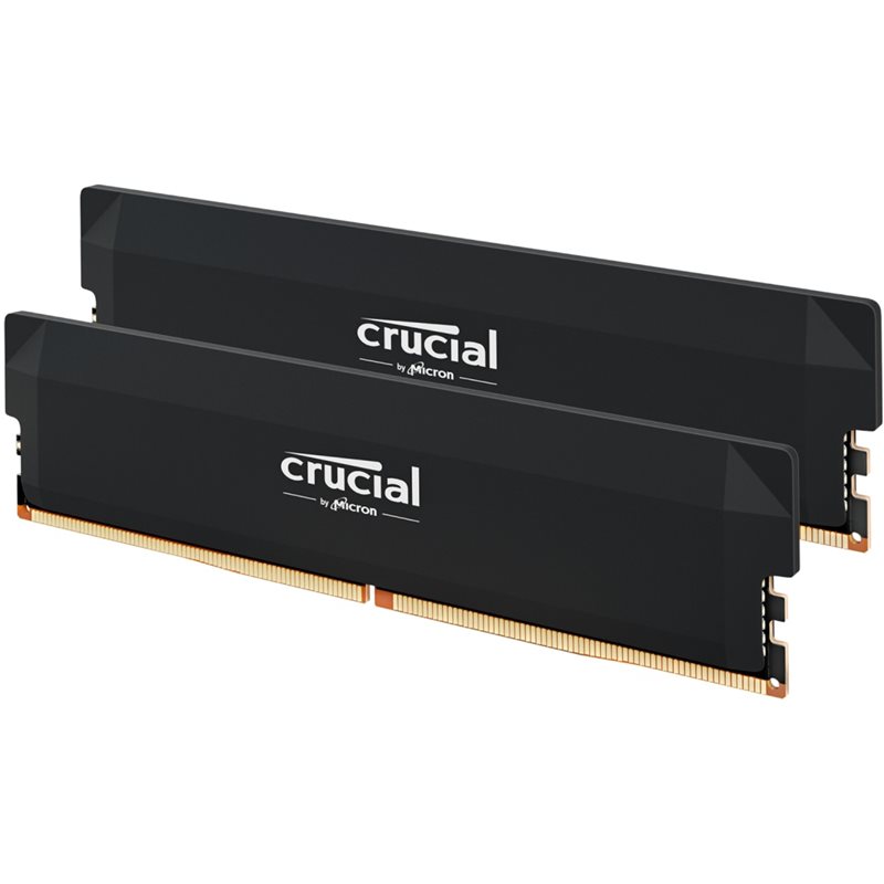 Crucial 32GB (2 x 16GB) Pro - OC Gaming Memory, DDR5 6400MHz, CL38, 1.35V, musta
