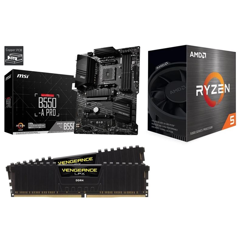 MSI B550-A PRO + Ryzen 5 5600T + 16GB DDR4 3600MHz -tuotepaketti