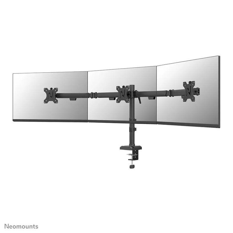 Neomounts by Newstar 10-27" x3 NERO Triple Flat Screen Desk Mount, näyttövarsi pöydälle kolmelle näytölle, musta