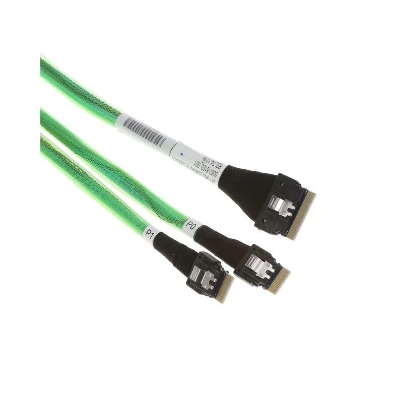 Broadcom SlimSAS SFF-8654 8i -> 2x SlimSAS SFF-8654 4i -kaapeli, 1m, vihreä