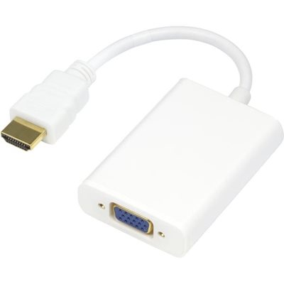 Deltaco HDMI - VGA-sovitin äänellä, 0,2m, valkoinen