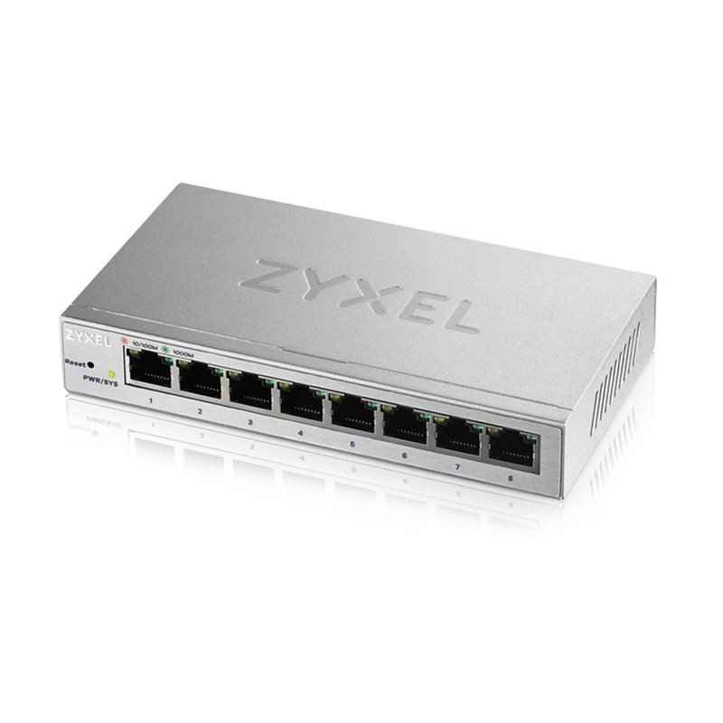 ZyXEL GS1200-8, 8-porttinen verkkohallittava Gigabit -kytkin, harmaa
