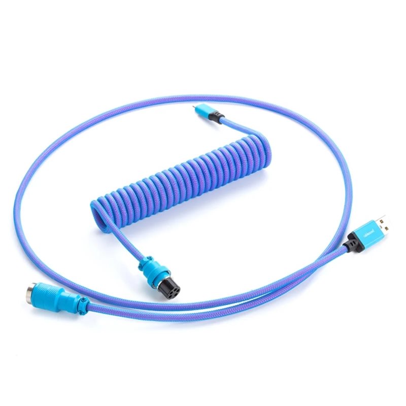 CableMod Pro Coiled Keyboard Cable, USB A -> USB Type C, 150cm, Galaxy Blue