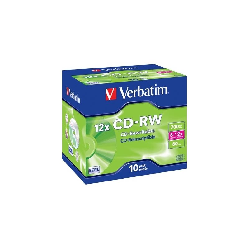Verbatim CD-RW, 8-12x, 80 min/700 MB, 10-pakkaus jewel case, SERL