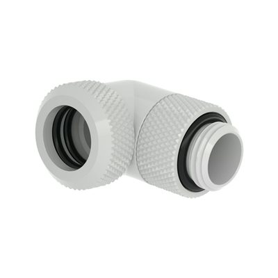 Barrow Multi-Link Adapter, 90°, G1/4" -> 12mm kova putki, kierrettävä, valkoinen