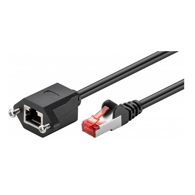 MicroConnect F/UTP Cat6 uros-naaras ruuvipaneelikiinnikkeellä, 0,5m, musta