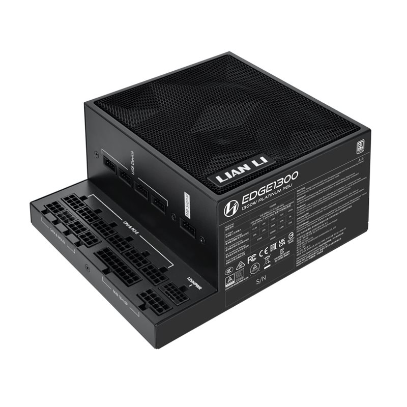 Lian Li 1300W EDGE 1300 Black, ATX-virtalähde, 80 Plus Platinum, musta