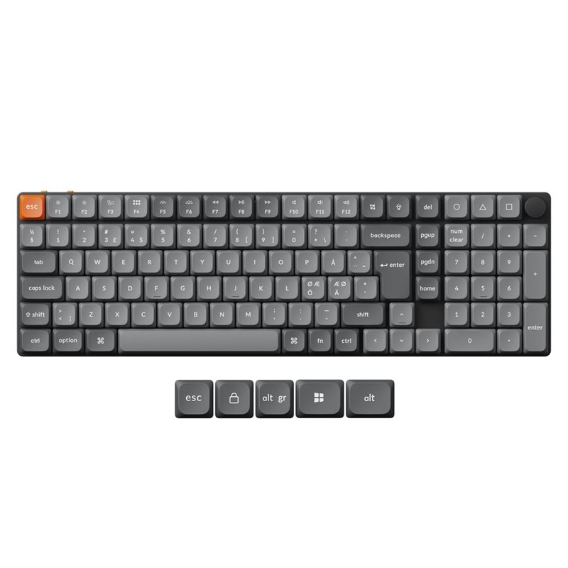 Keychron K17 MAX, langaton mekaaninen näppäimistö, 96%, Gateron Low Profile Brown, musta / harmaa