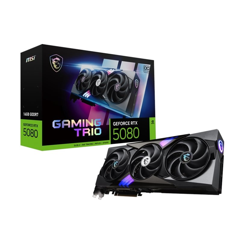 MSI GeForce RTX 5080 GAMING TRIO OC -näytönohjain, 16GB GDDR7