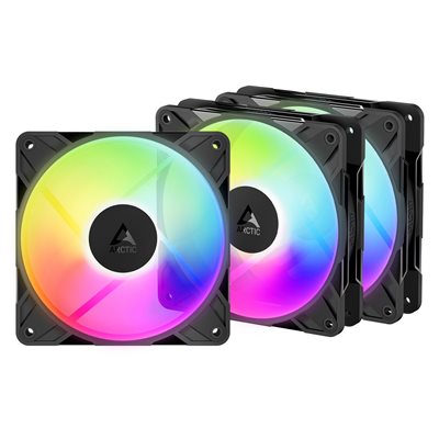 ARCTIC P12 Pro Reverse A-RGB, 120mm PWM-laitetuuletinsarja, 3 kpl, musta