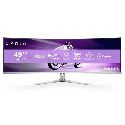 Philips 48,9" Evnia 8000 49M2C8900L, kaareva 144Hz pelimonitori, valkoinen
